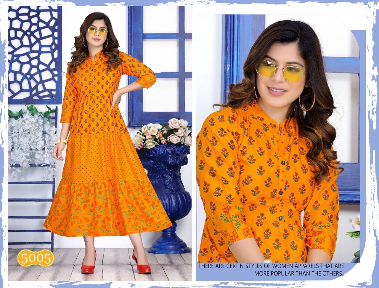 Golden Occasions 1 Rayon Designer Fancy Long Kurti Collection